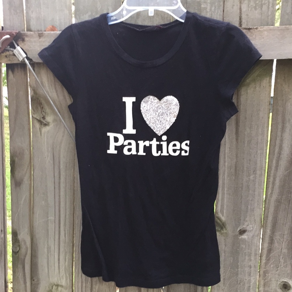 ‘I Love Parties’ Shirt, Sz S/M (Juniors)